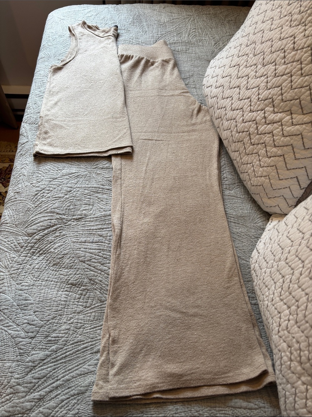 Zara Beige Knit Tank and Maxi Skirt Set